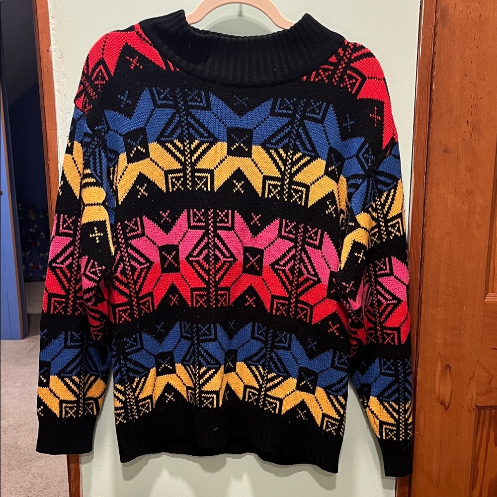 Heidi Vintage 90s Colorful Geometric Pattern Sweater